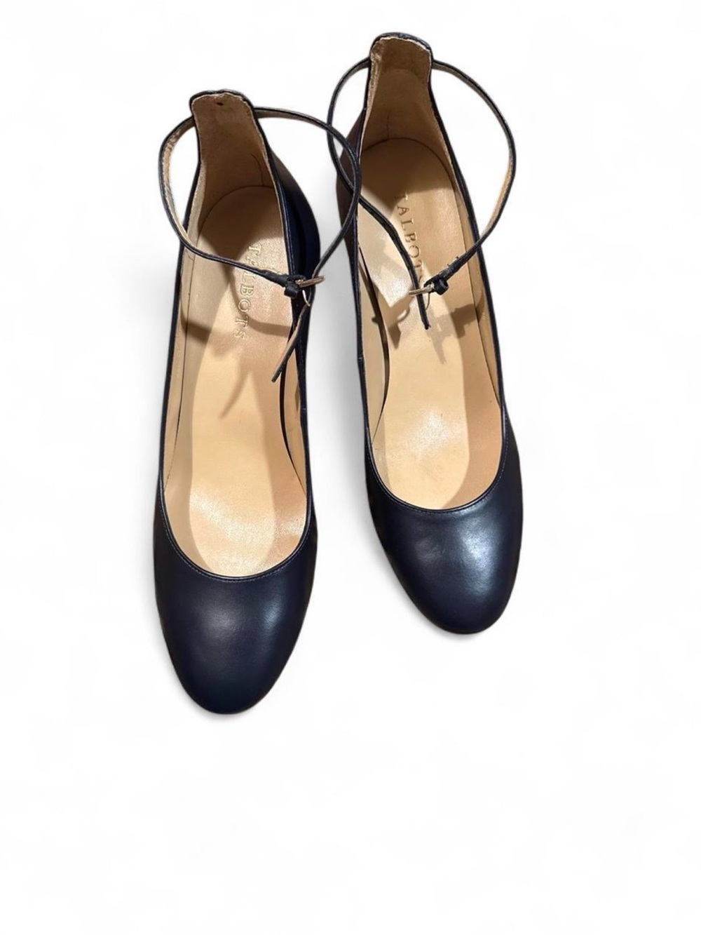 Talbots Navy Leather Ankle-Strap Pumps